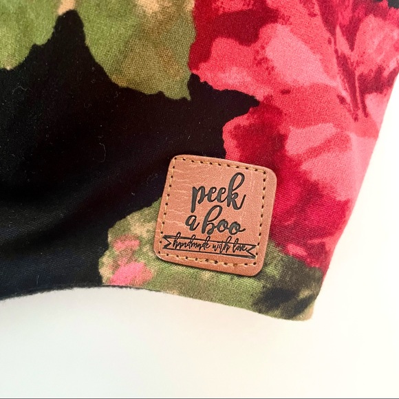 3 FOR 20 Peekaboo Homemade Red/Black Floral 3 Season Ear Flap Toque (No Snaps, - Picture 2 of 3